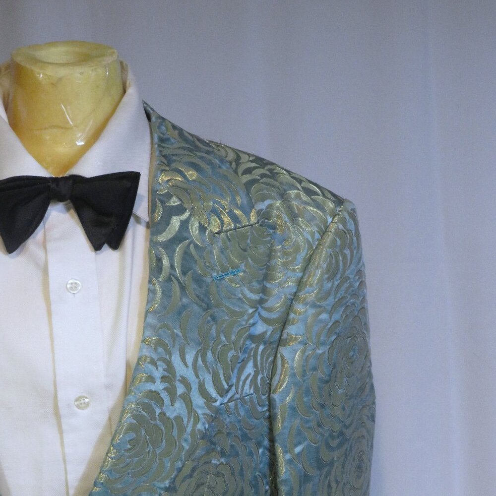 Tom Ford New Spencer Metallic Pale Green Floral Dinner Jacket 36R NWOT